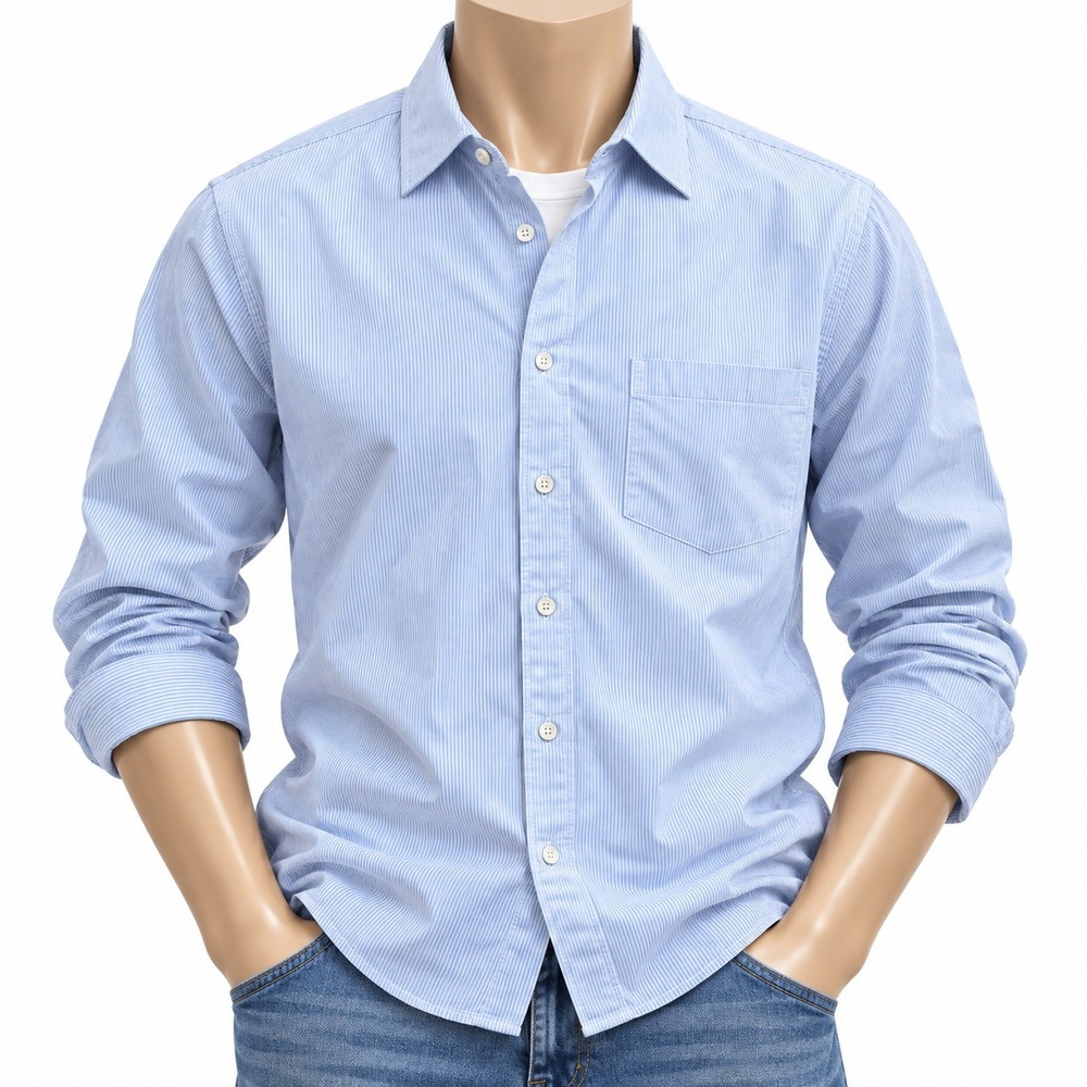 APC Rue Madame Paris Mens Blue White Micro Stripe Button Down Shirt Size M